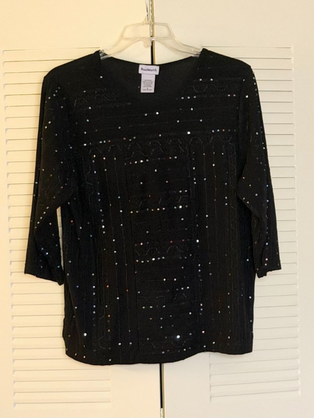 Vintage BonWorth Black ¾ Length Sleeve Casual Top - Picture 5 of 6